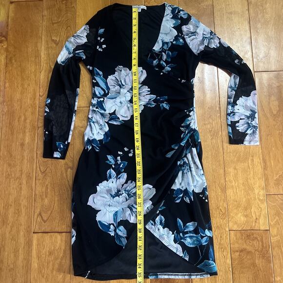 Vintage Charlotte Russe Y2K Floral Wrap Mini Dress M Black Whimsigoth 90’s - Picture 6 of 10